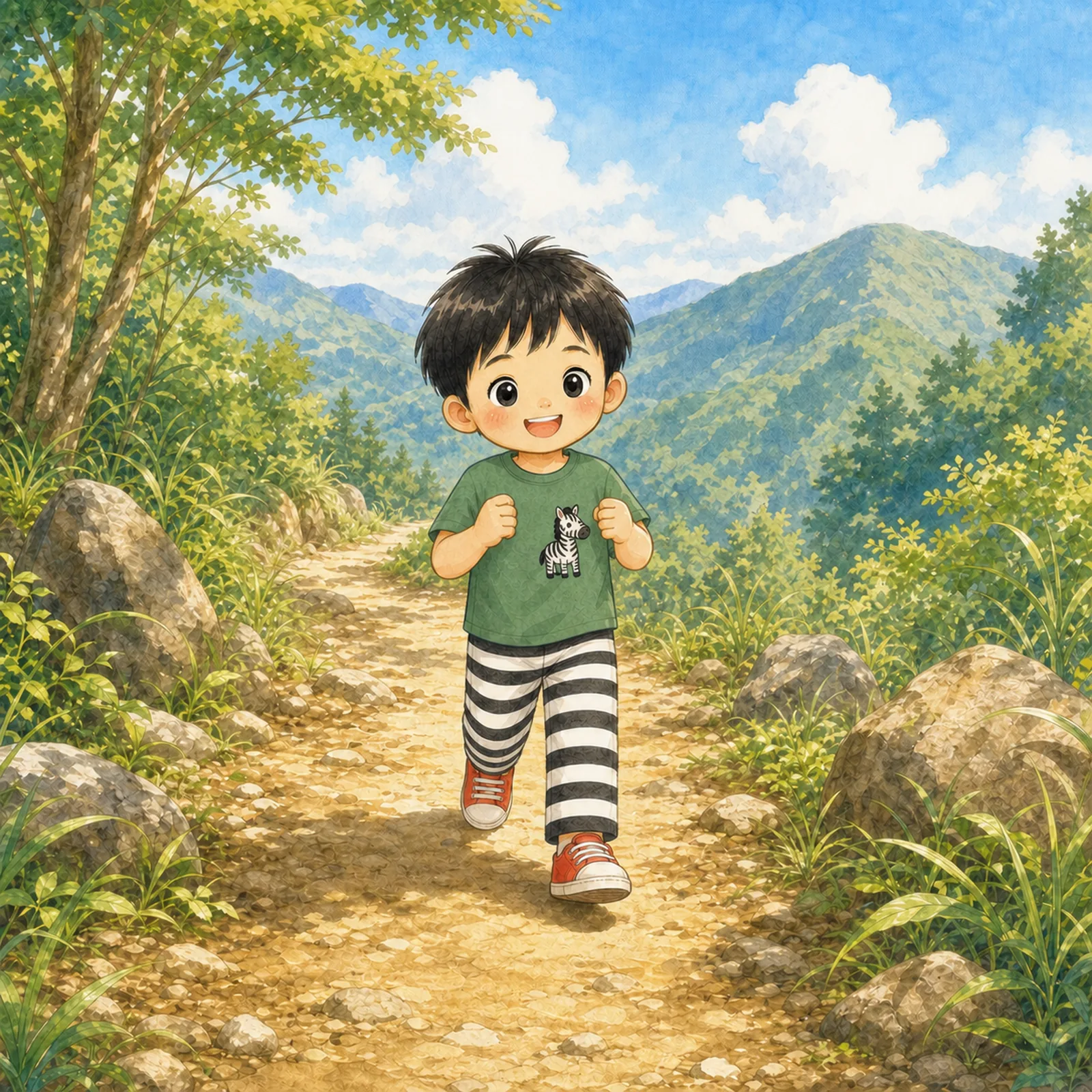 Ban-Ban goes hiking.