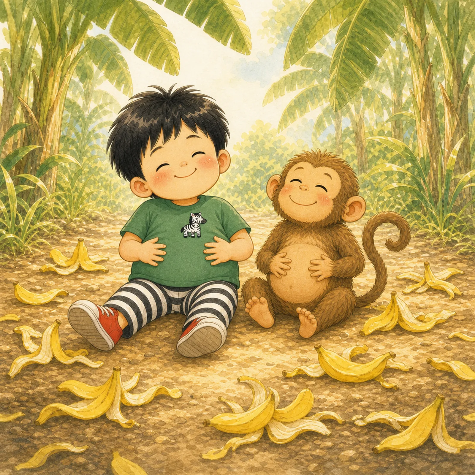 We ate so many bananas — so full!