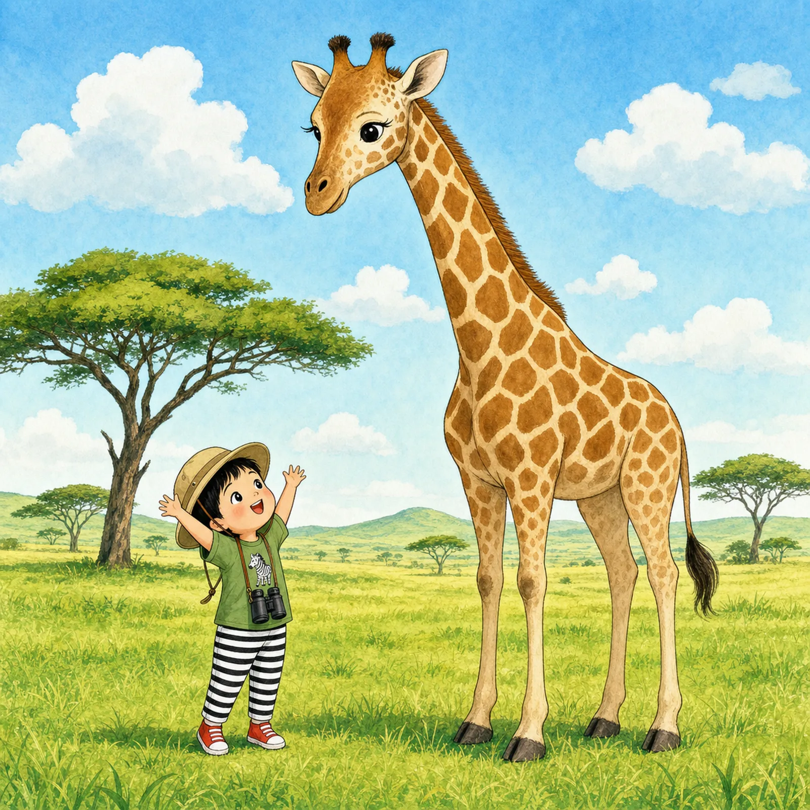 "Wow! A giraffe — you are so tall!"