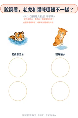 學習單 5：老虎和貓咪，哪裡不一樣？