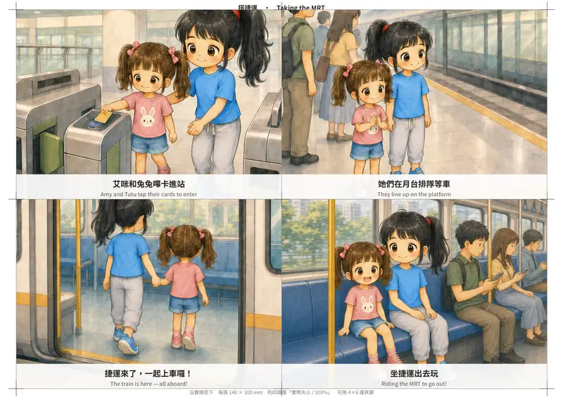搭捷運 — 四步驟順序圖卡